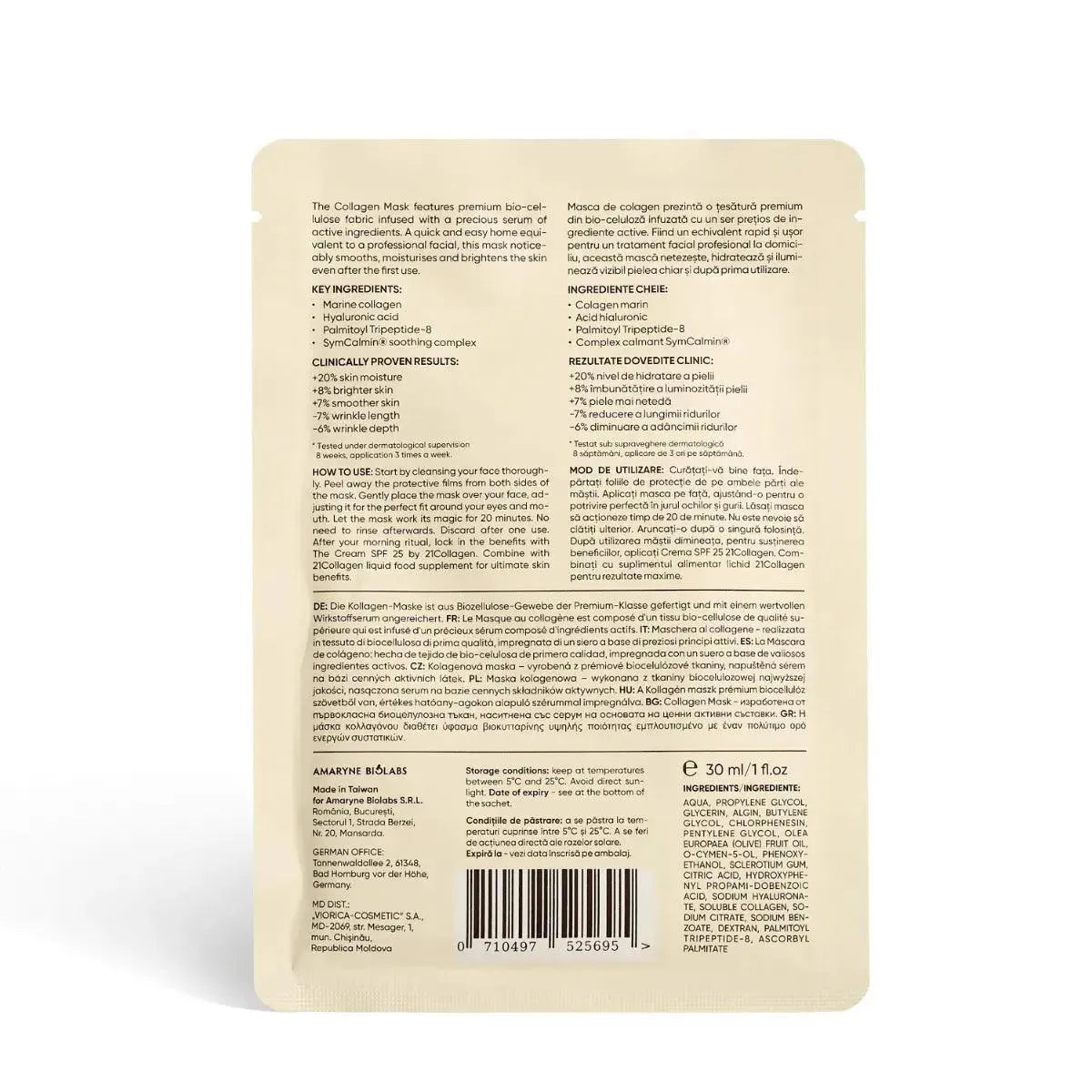 Mască de față hidratantă cu colagen (GRATUIT) - 21Collagen.com